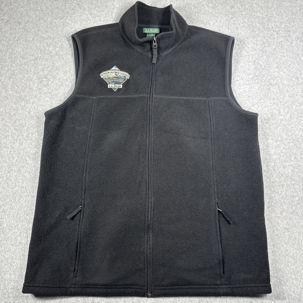 Vintage L.L.Bean Full Zip Polartec Fleece Vest Black Men's Large Tall 0ALA8